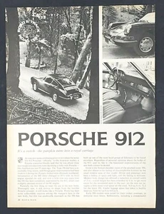 Porsche 912 Road Test Vintage Ad Clipping Racing Car Picture Ephemera 1966 - Picture 1 of 1