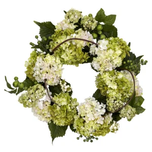 NUOVA GHIRLANDA FIORI FINTI SETA ORTENSIA BIANCO SPORCO CREMA ARTIFICIALE 22" - NN4780 - Foto 1 di 1