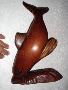 CARVED WOODEN SCULPTURE OF A DOLPHIN - Picture 1 of 8