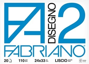 Blocco Fabriano F2 24x33 Liscio 20fg 110GR - Foto 1 di 1