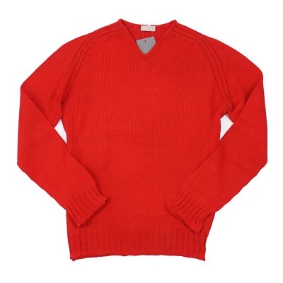 Suéter Cruciani Slim-Fit Rojo Tejido Algodón Cuello en V M (UE 50) NUEVO CON ETIQUETAS Foto 1 de 4