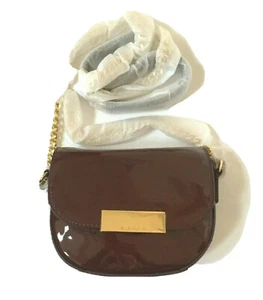 isaac mizrahi merlot red patent leather chain strap small handbag crossbody new - Picture 1 of 12