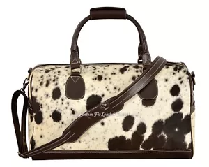 Borsa uomo vera pelliccia di mucca marrone vera pelle di mucca grande weekend nuova - Foto 1 di 5