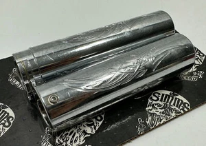 SIMMS BAY AREA CUSTOM CYCLES HARLEY CHROME BILLET TRIBAL HANDLEBAR GRIPS 1in - Picture 1 of 5