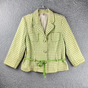 Blazer vintage Old Navy pied de poule donna L giacca grande Y2K verde carriera - Foto 1 di 12