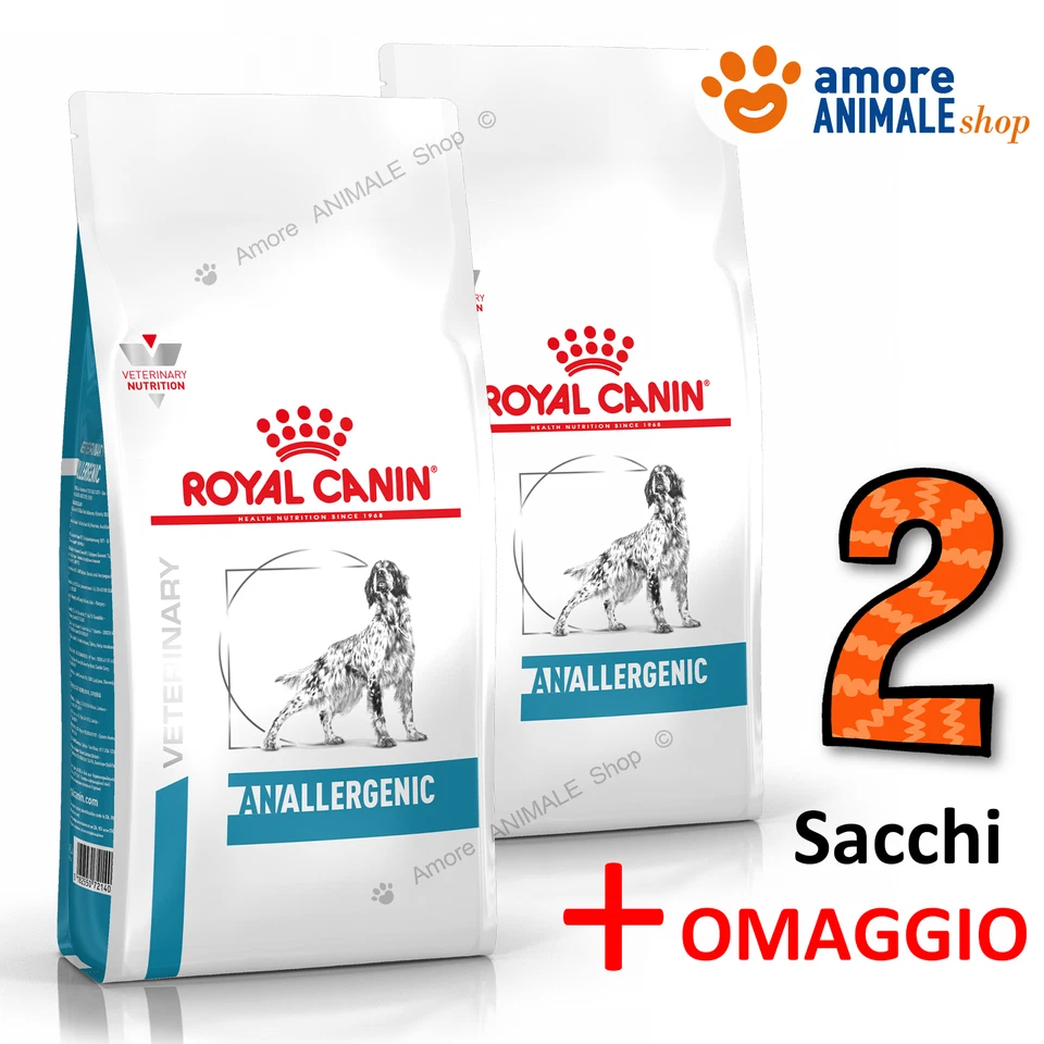 2 SACCHI - Royal Canin Dog Veterinary Diet ANALLERGENIC → 8 kg + OMAGGIO - Cane - Imagen 1 de 1