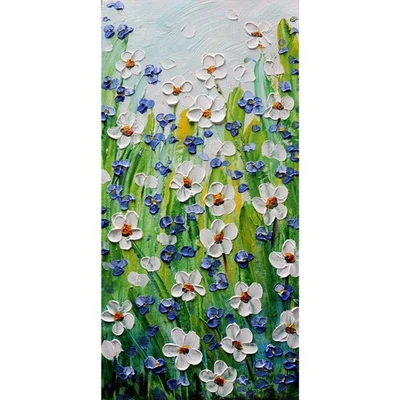Pintura Original Prado Flor Silvestre 12x24 Margarita Olvídame No Texturizada Floral Foto 1 de 4