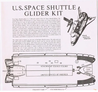 1982 NASA U.S. Space Shuttle Glider Kit 1:200 Scale Paper Model - Image 1 of 4