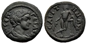 Ancient Roman Provincial coin of Geta as Caesar minted in Saitta, Lydia - Apoll - Picture 1 of 1