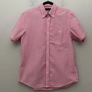 Lands End Shirt Short Sleeve Striped Seersucker Traditional Fit Mens Size Medium - Picture 1 of 12