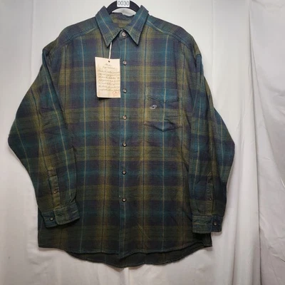 Camisa de franela Structure para hombre verde mediana años 90 a cuadros peso pesado nueva con etiquetas Foto 1 de 4