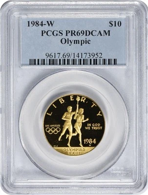 1984-W Olympic $10 Gold Ten Dollar Commemorative PR69DCAM PCGS - Image 1 of 2