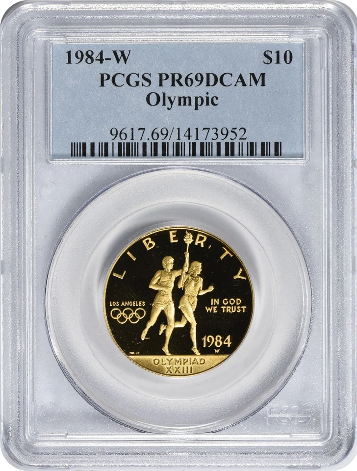 1984-W Olympic $10 Gold Ten Dollar Commemorative PR69DCAM PCGS - Image 1 of 2