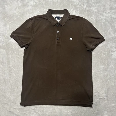 Banana Republic Polo 衫男式 M 棕色棉短袖领休闲 — 第 1/4 张图片