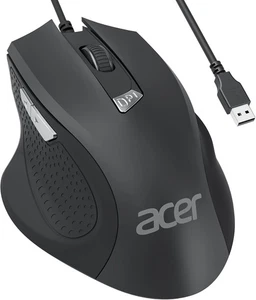 acer Wired Mouse, Ergonomic Computer Mouse with 6 Buttons, 4 Adjustable black  - Picture 1 of 9
