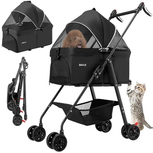 Passeggino per Animali Domestici Cestello Rimovibile Carrozzina Cani Gatti Nero - Foto 1 di 7