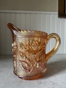 Vintage Imperial Carnival Glas Ringelblume Glanz Rose Krug Milchkännchen EUC - Bild 1 von 9