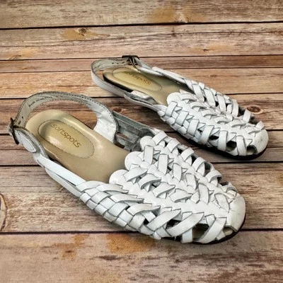 Softspots  Womens White Woven Leather Slingback Hurache Sandals 8N - image 1 of 4