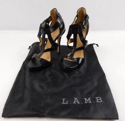 Новый без ценников L.A.M.B. Женские черные туфли на каблуке с ремешками размер 7 - Изображение 1 из 4