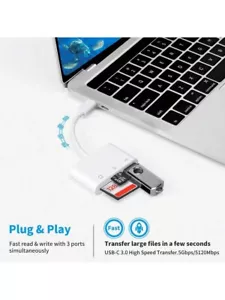 USB C 3 in 1 Hub Converter Type-C Adapter SD Card Reader 3 In 1 USB C To USB USA - Picture 1 of 7