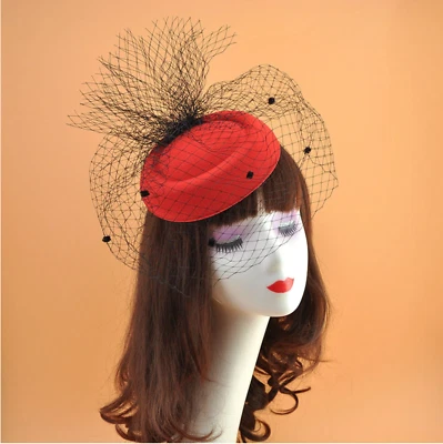 Classic Bridal Mesh Netted Hat Birdcage Veil Simple Headpiece Wedding Fascinator - Image 1 of 4