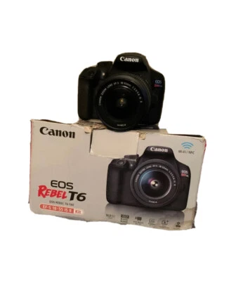 Canon EOS Rebel T6 Digital SLR Camera Kit With Ef-s 18-55mm F/3.5 Lens Lexar 64 - Image 1 of 4