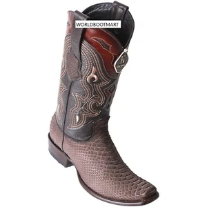 King Exotic BROWN Genuine PYTHON SNAKE Western Boot Dubai Square Toe EE 479N5707 - Picture 1 of 3