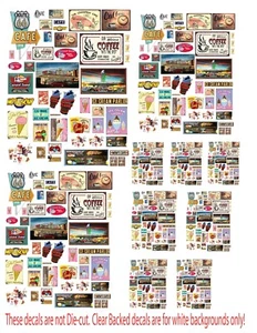 1:32 1:43 1:64 VINTAGE CAFE & ICECREAM SIGN 1 DECALS FOR DIECAST & DIORAMAS - Bild 1 von 1