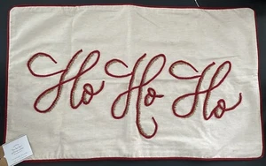 Pottery Barn "Ho Ho Ho" Pillow Cover 16" x 26" Embroidery Beads Christmas NWT - Picture 1 of 6