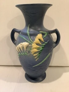 Vintage Original Roseville Freesia Blue 127-12 Vase - Picture 1 of 10
