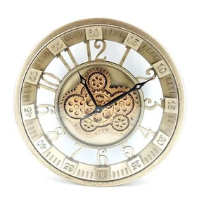 Wanduhr MOVE mit beweglichen Zahnrädern D. 46cm champagner silber Formano - Bild 1 von 1