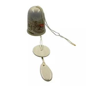 Campana Vintage Porcellana Chime Giappone OMC Otagiri Co. Dipinto a mano Mulino Mucche Fattoria - Foto 1 di 14