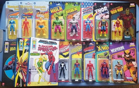 Marvel Legends Retro 3.75 Lot of 13 Figures Spider Man Wolverine Daredevil Hulk Cover