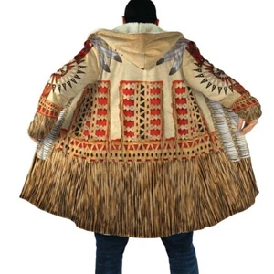 Homeland Style Native American 3D All Over Printed Hooded Cloak Coat - Picture 1 of 3