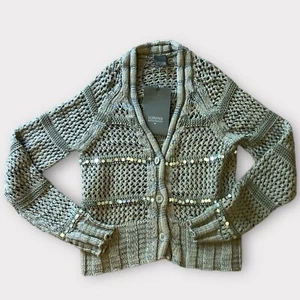 Lorena Antoniazzi S42 Gray Sequins Crochet Cardigan NEW WITH TAG $798- Buttons - Picture 1 of 7