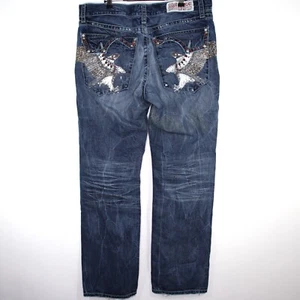 Jeans dritti Key Closet uomo 40 x 34 cristalli Swarovski stile Y2K NUOVO M1037 - Foto 1 di 9