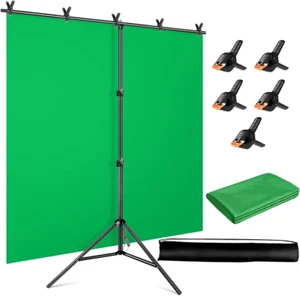 Green Screen Backdrop Kit, 5 X 6.5 Ft Portable Chromakey Green Screen with T-Sha - Picture 1 of 7