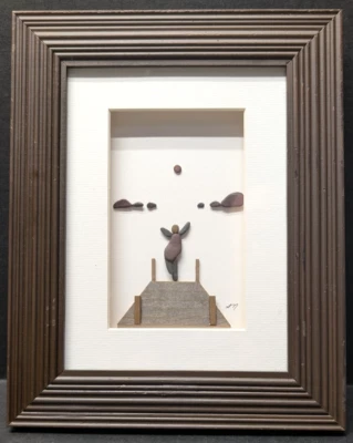 Arte en guijarros enmarcado Sharon Nowlan "Go For It" para pared o mesa 8"x10" con etiquetas Foto 1 de 4