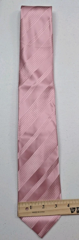 Corbata de seda a rayas rosas logotipo de barra dorada Donald Trump Signature Collection Foto 1 de 4