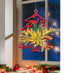 Fensterdeko Baum-Anhänger Tannenbaum Glitzer Blumen mit Glitzer Weihnachtsdeko - Bild 1 von 5