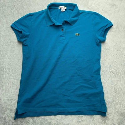 Camisa polo para mujer Lacoste azul manga corta logotipo de cocodrilo talla 40 para mujer M Foto 1 de 4