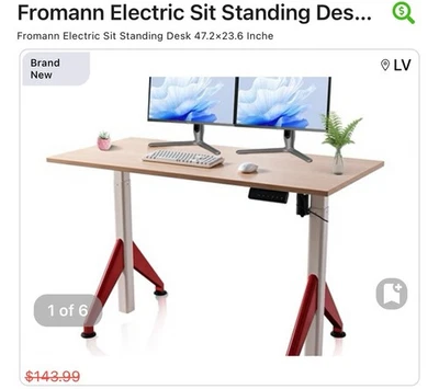 Fromann Escritorio eléctrico de pie para sentarse 47,2 x 23,6 pulgadas de altura ajustable oficina en casa Foto 1 de 4