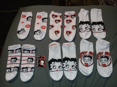 Calcetines Betty Boop No Show 6 pares, talla 9-11. & 2 calcetines Crew talla 9-13. Mujer. Foto 1 de 4