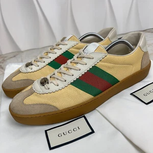 Gucci G74 Web Logo GG Sneakers Bee Yellow Grain Leather 10.5 G or 11 US 44.5 EUR - Bild 1 von 13