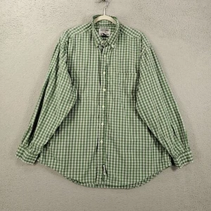Vintage Abercrombie & Fitch Button Up Mens Large Green White Plaid Long Sleeve - Picture 1 of 8
