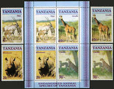 Tanzania 319-322, 322a, Mi 328-331 Bl.58, Mnh.cheetah, Giraffa, Rinoceronte,