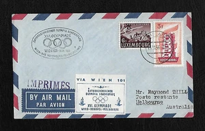 FDC 1956 Europa 3Fr Luxemburgo Australia avion Viena Olimpiada vuelo especial; 61421 - Imagen 1 de 3