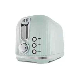2 Slice Retro Ribbed Green Toaster Defrost Cancel Reheat function FREE DELIVERY - Picture 1 of 4