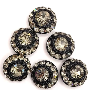 6 Faceted Multi Rhinestone Clear Glass Sparkling Cut Shank Button MISSING STONES - Picture 1 of 24