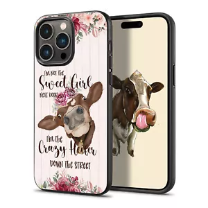 I'm NOT Sweet Girl I'm The Crazy Heifer Funny Cow Quotes Phone Case For iPhone - Picture 1 of 6